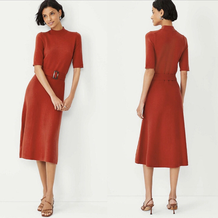 ann taylor red sweater dress HOW TO LOOK YOUR BEST IN A SWEATER DRESS