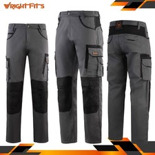 Work Trousers Men's Heavy Duty Cargo Black & Grey Combat Pants with Multi Pocket