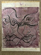 Corbellic Abstract  Cubism Portrait Urban Paper Art Original 9.5" H X 7.25" L