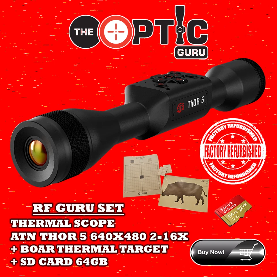 Buy RF KIT ATN Thor 5 640x480 2-16x Thermal Rifle Scope | Targets Kit | SD Card
