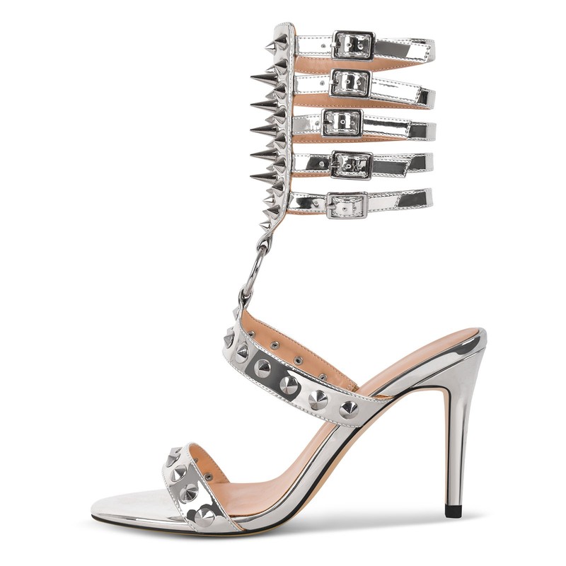Women's High Heel Sandals Ankle Strap Buckle Open Toe Party Shoes US7