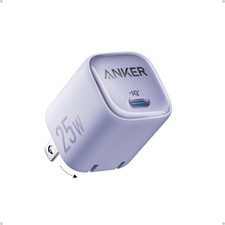 Anker 25W USB C Charger Block, Compact and Foldable, Supports 1 pack, Mauve