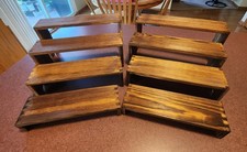 8 Pack Wooden Tiered Display Stands Stackable Sizes: 12, 11.2, 10, 9.6 Inch 