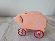 Vintage pig cart country folk art shabby Chic