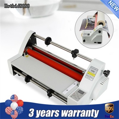 A3 Laminator Machine, V350 13inch Hot Cold Roll Laminating Machine Four Rollers