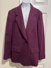 Vintage Pendleton 100 Virgin Wool Plum Purple One-Button Jacket Blazer Size 14