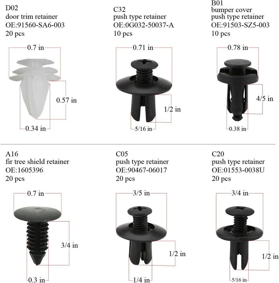 105x Guardabarros Forro Sujetador Remache Empuje Clips Retenedor Universal Para Volvo Foto 3 de 4