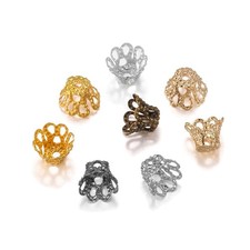 200pcs Flower Bead Caps 9X7mm Filigree Flower Tassel Bead End Caps for Crafts
