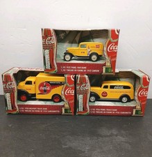 Lot Of 3 VTG Coca Cola Die Cast 50' Delivery Truck Coin Bank 32' Panel Van Ford