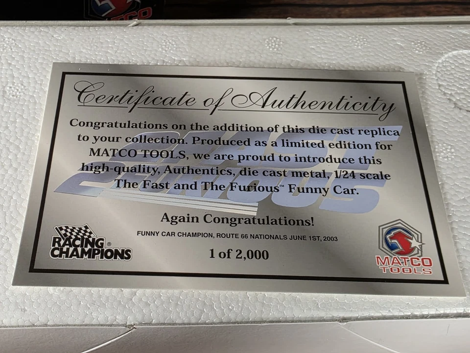 R.C. MATCO TOOLS RÁPIDO Y FURIOSO 1/24 "DODGE FUNNY CAR" 2003 RUTA 66 Foto 4 de 4