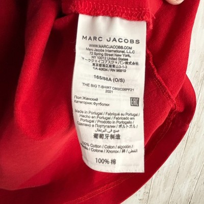 Marc Jacobs THE BIG T-SHIRT Crew Red One Size Cotton Short Sleeve