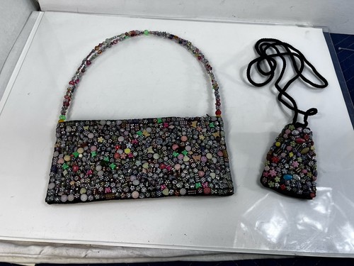 Sasha Handmade Multicolored Beaded Handbag With Change Pouch