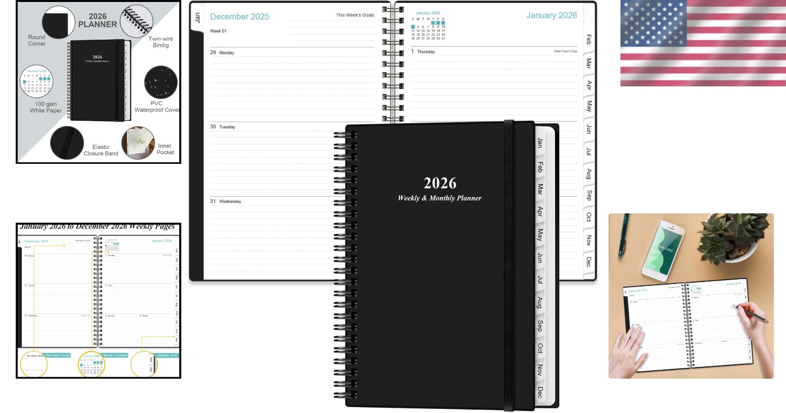Flexible A5 Planner 2026 - Organized Monthly & Weekly Pages, Perfect for Travel