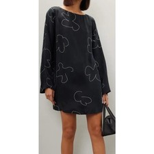 Madewell Shift Floral Cupro Long Sleeve Trendy Mini Dress US Women's XS New