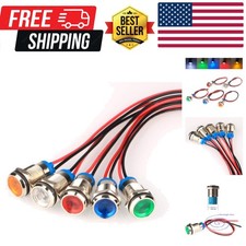 5pcs 10mm AC/DC 12-24V LED Metal Indicator Light Waterproof Signal Lamp Pilot...