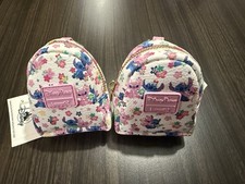 New Disney Parks Loungefly Pink Stitch Angel Mini Backpack Bag Charm Set Of 2
