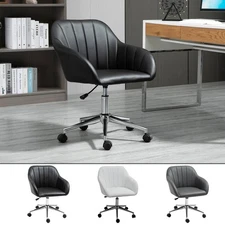 Vinsetto Mid-Back Home Office Chair PU Leather Tub Swivel Task Armchair