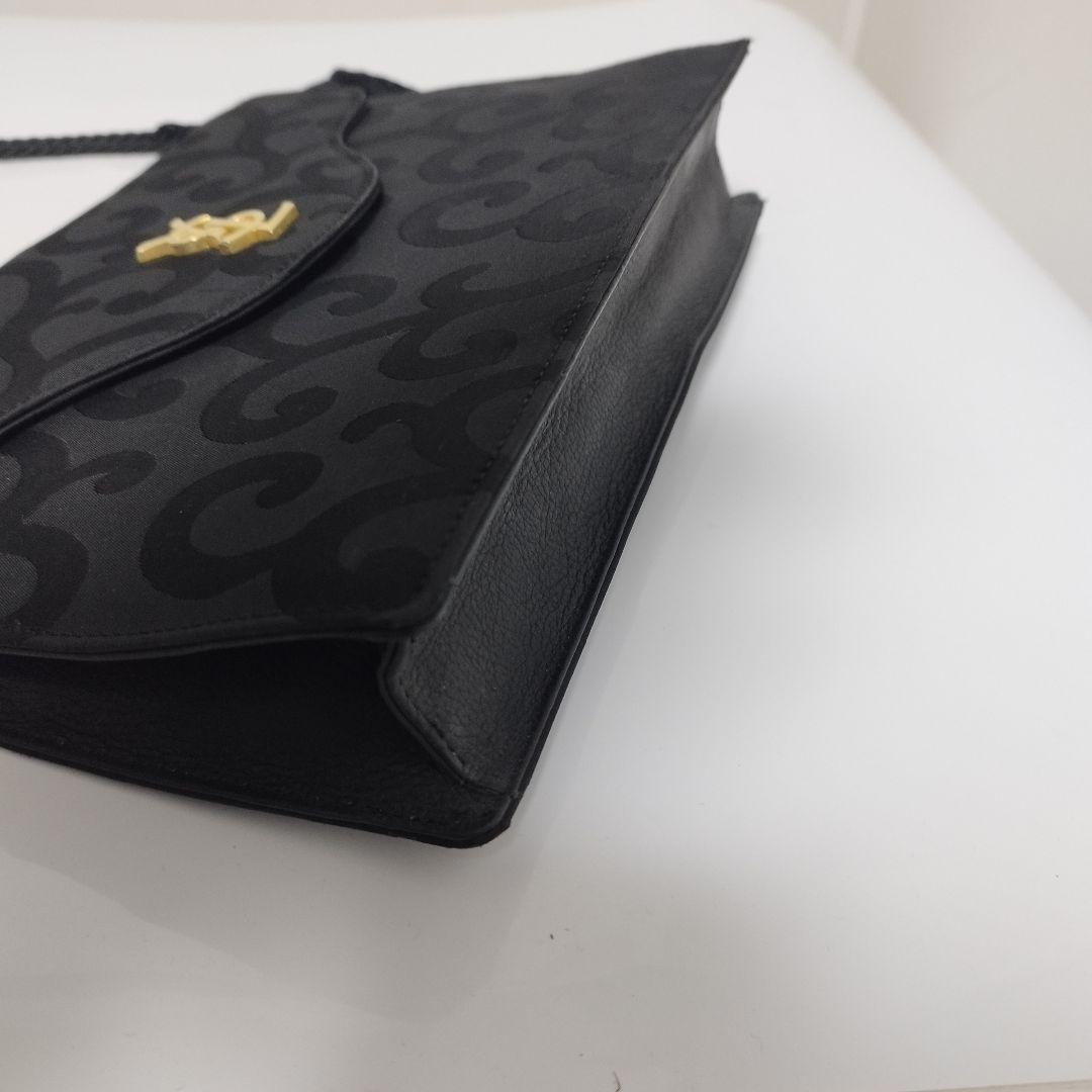 YVES SAINT LAURENT Nylon Leather Shoulder Bag Black Arabesque Fringe Classic thumbnail 4