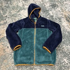 L.L.Bean Hi-Pile Fleece Children  s Colorblock jacket M 10-12 Full Zip Navy Teal