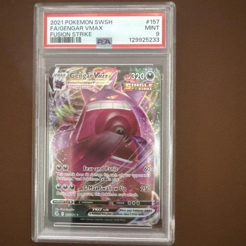 2021 POKEMON SWORD & SHIELD FUSION STRIKE 157 FULL ART/GENGAR VMAX psa9 Mint