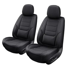 Black Leather Car Seat Covers Seat Breathable Seat Protectors Front BALCK1