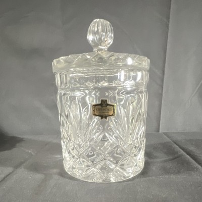 Vintage Zajecar 24% Lead Crystal Candy Jar Lidded Biscuit Barrel Yugoslavia