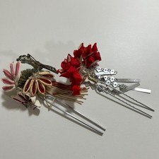 Vintage Luxury Tsumamiwork Floral Pattern 2-Piece Hairpin Set Japanese Kimono