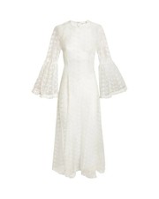 Doen Women's Sea Salt White Lace Sheer Floral Embroidered Maxi Gown Dress XS
