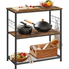 Bakers Rack, Kitchen Shelf, Kitchen Island, Microwave Oven Stand with 3 Open ...