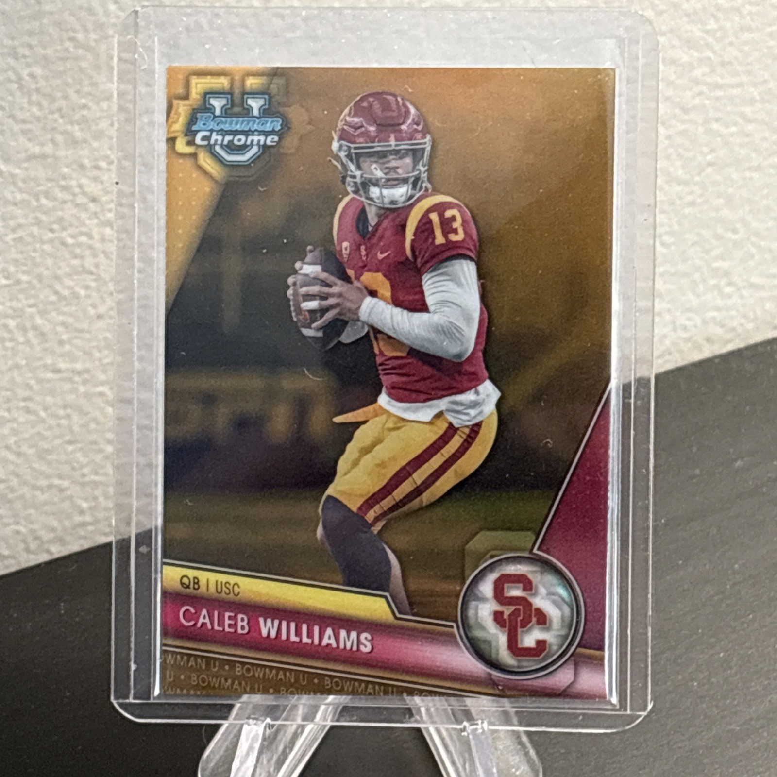 2023 Bowman University Chrome Caleb Williams Gold Refractor /50 (RC)