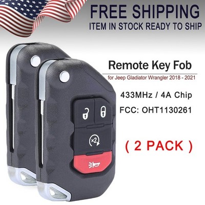 2 Smart Flip Key Remote Fob OHT1130261 For Jeep Gladiator Wrangler 2018-2021