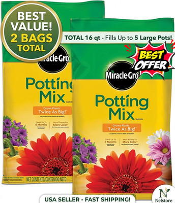 Miracle-Gro Potting Mix 8 qt (2-Pack) - Total 16 qt Soil for Flowers & Vegetable
