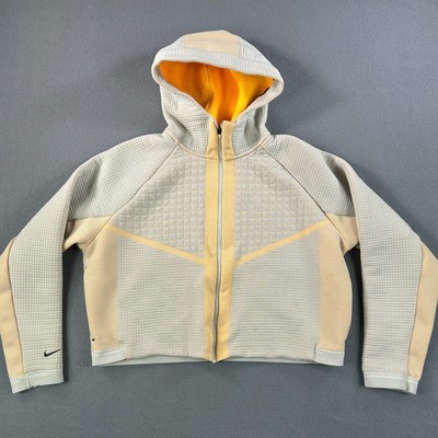 Nike Jacket Size Medium Sportswear City Ready Tech Yellow Full Zip Crop Hooded
