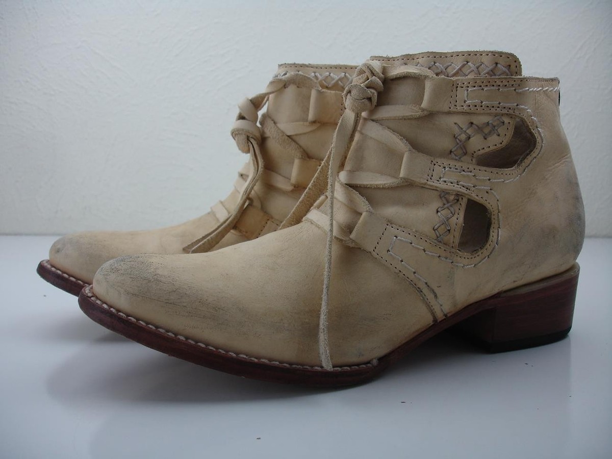 Women's 10 M Freebird By Steven Surge Cream Leather Western Boots