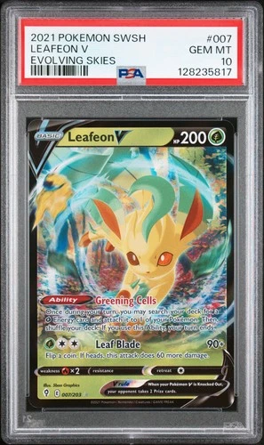 2021 POKEMON SWORD & SHIELD EVOLVING SKIES #007 LEAFEON V PSA 10