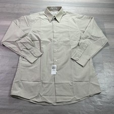 NEW Van Heusen Dress Shirt Mens Medium 15.5 32/33 Beige Wrinkle Free Poplin