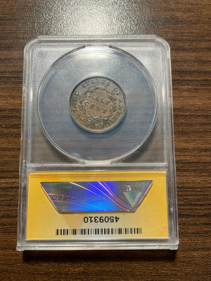 1835-P Classic Head Half Cent 1C ANACS EXTRA FINE 45 XF 45 EF 45 - Image 4 of 4