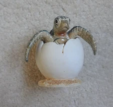 Ceramic Baby Sea Turtle Hatching From Egg w/ Head & 2 Flippers Out