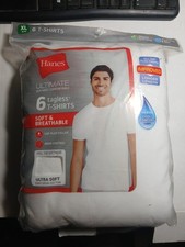 50 Hanes Men White Short Sleeve Crew Neck 6 Pack T Shirt Top Tee Undershirt XL