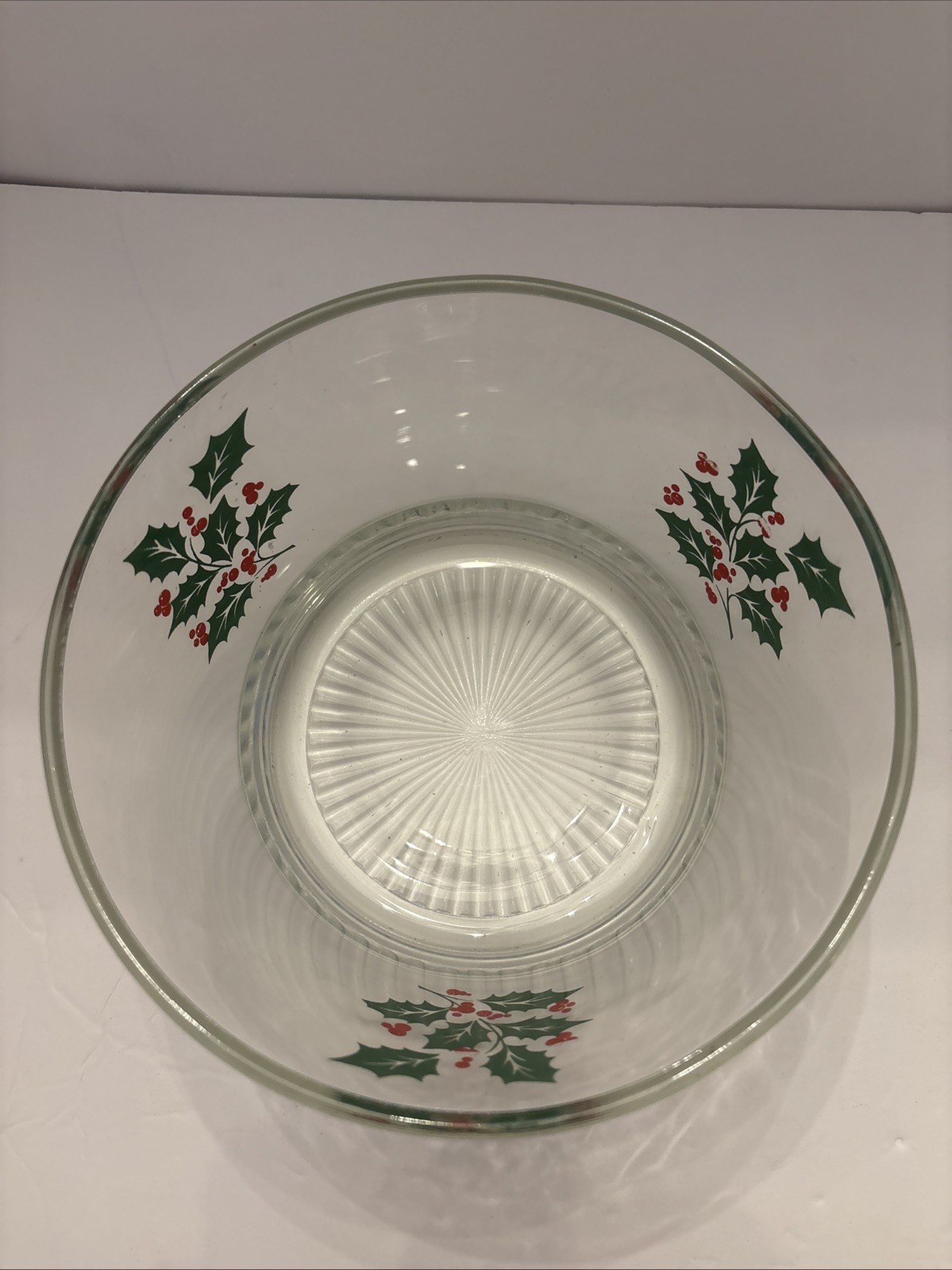 Vintage Christmas Indiana Glass Holly Berry Berries Party Serving Bowl Retro