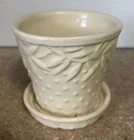 1930’s Nelson McCoy Pottery Planter Leaves Hobnail With Attached Saucer 3.25” H