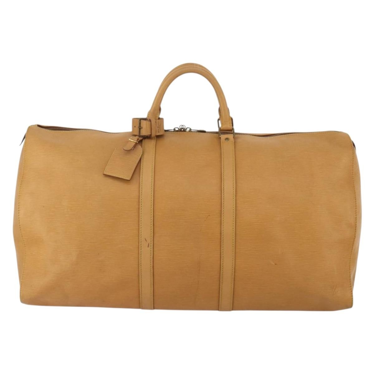 LOUIS VUITTON Epi Keepall 60 Boston Bag Brown Zipangu Gold M42948