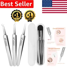 Professional 3-Piece Blackhead Tweezers Set - Precision Stainless Steel Tools