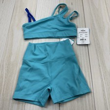 Jo Jax Dancewear Presley Two Piece Top And Shorts Set Marine Blue Youth Large