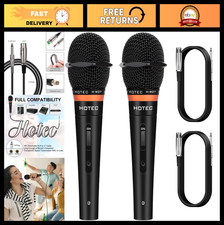 Dynamic Handheld Microphones 2 Pack - Wired Vocal Mic with 19ft XLR Cable Swit
