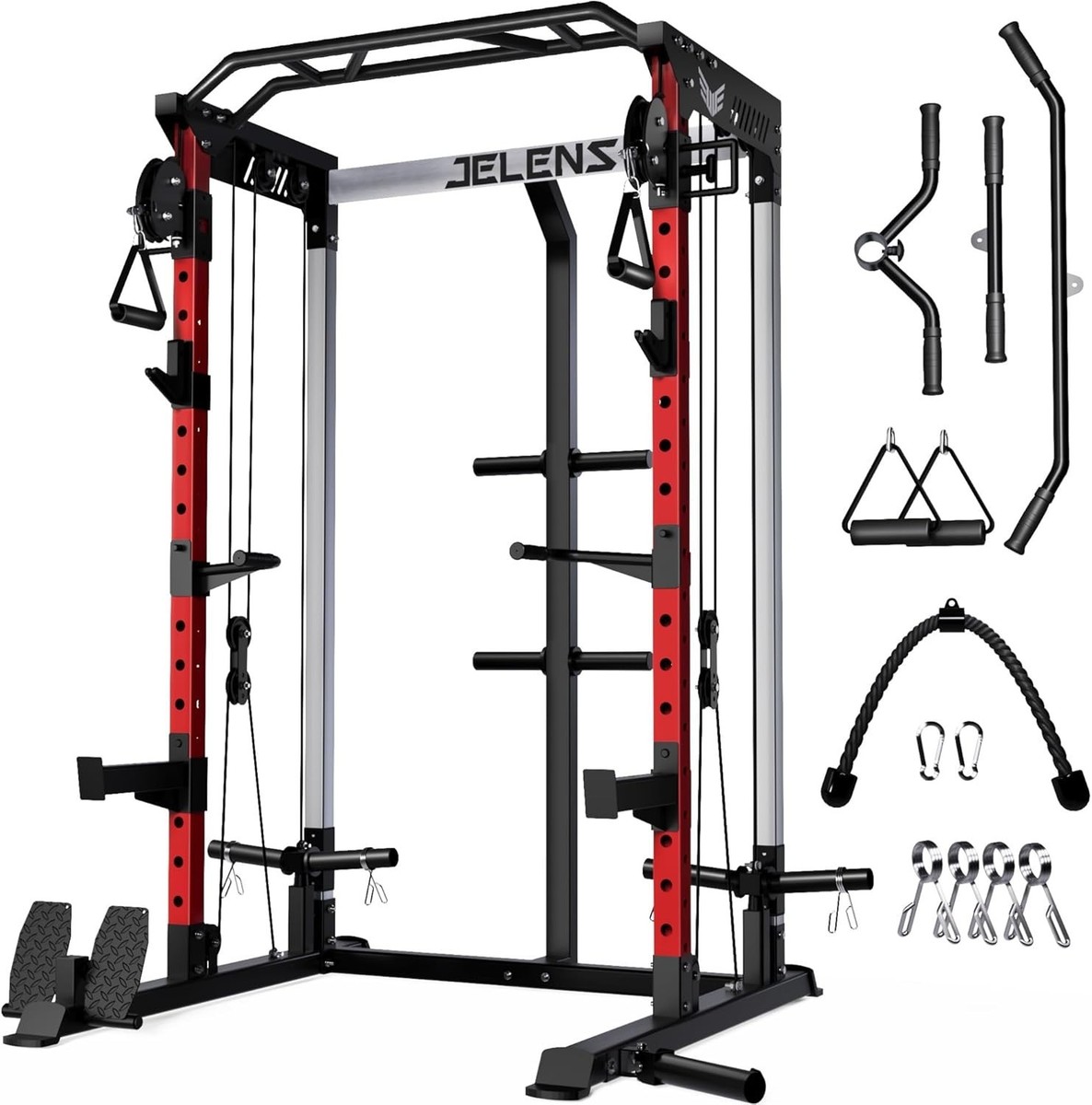 Power Rack Cage, Weight Rack with Dual Pulley Cable Crossover