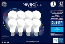 Lot 8 Ge Reveal Led Light Bulb 8w 60w A19 44952 Hd White 610 Lum New