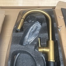 Pull Out Kitchen Mixer Tap Dual Spray Swivel Spout Single Lever Brushed Brass