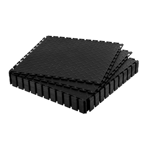 VEVOR Garage Floor Tiles Interlocking 16 Pack 20.2x20.2x0.2 in PVC Black