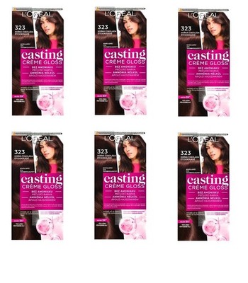 (6) L'OREAL CASTING CREME GLOSS 323 WARM BROWN HAIR COLOR NO AMMONONIAK INCL....